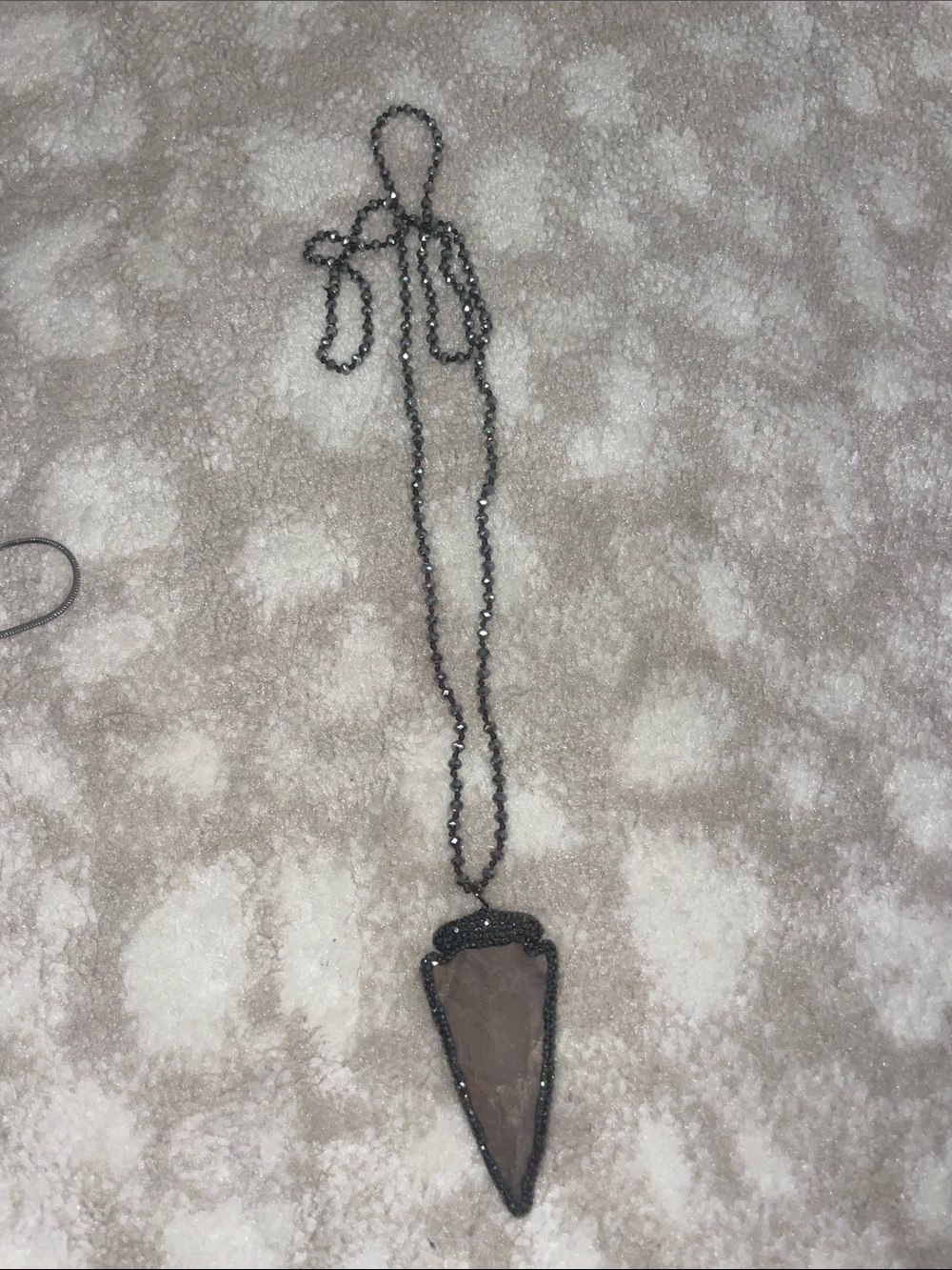 ALV JEWELS Beaded Black Chain Arrowhead Pendant Necklace - Neutral Brown Stone
